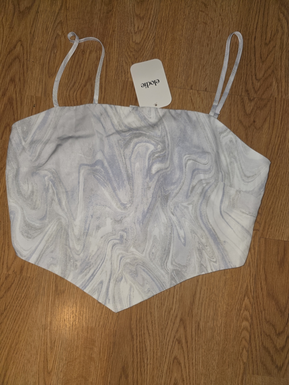 Elodie White Smocked Top with Logo Tag